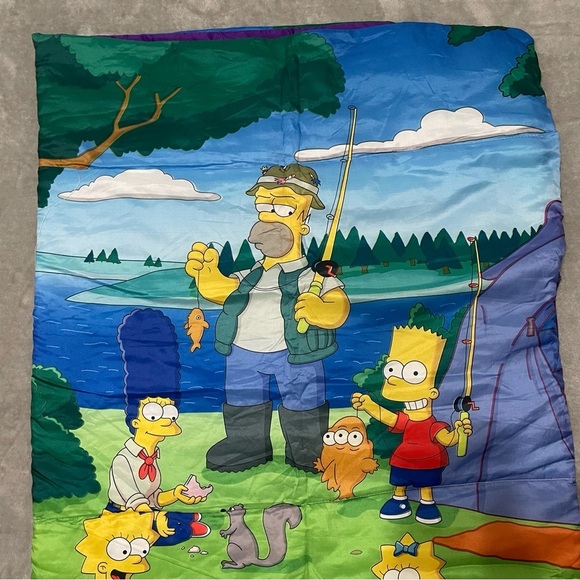 Vintage "The Simpsons" TV Show Kids Sleeping Bag Sleepovers Camping Zip Up 57x30 - Picture 2 of 11
